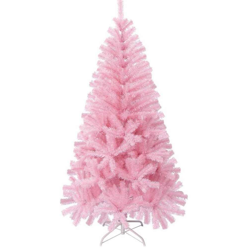 4FT Christmas Tree with Metal Stand, Pink Artificial Christmas Tree